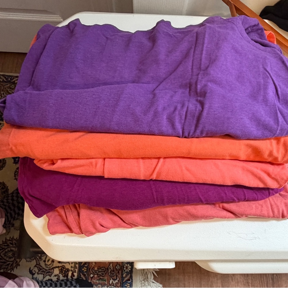 Sale 5 tops Terra & Sky V-Neck Short Sleeve and long sleeve tops  coral & purple